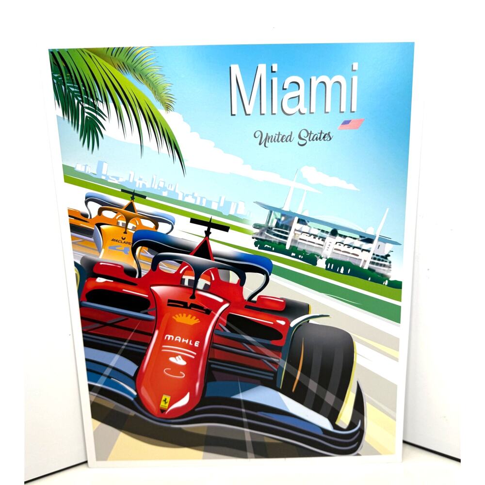 2024 McLaren F1 Wall Art Lando Norris Miami Grand Prix Poster 13.75" x 11"